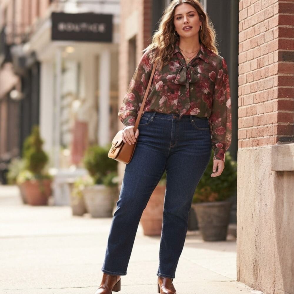 L'AGENCE Sheer Floral Tie-Neck Blouse Size XXL NWOT Red Rose Print Long Sleeve